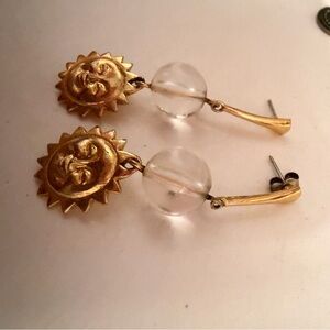 Vintage gold sun earrings